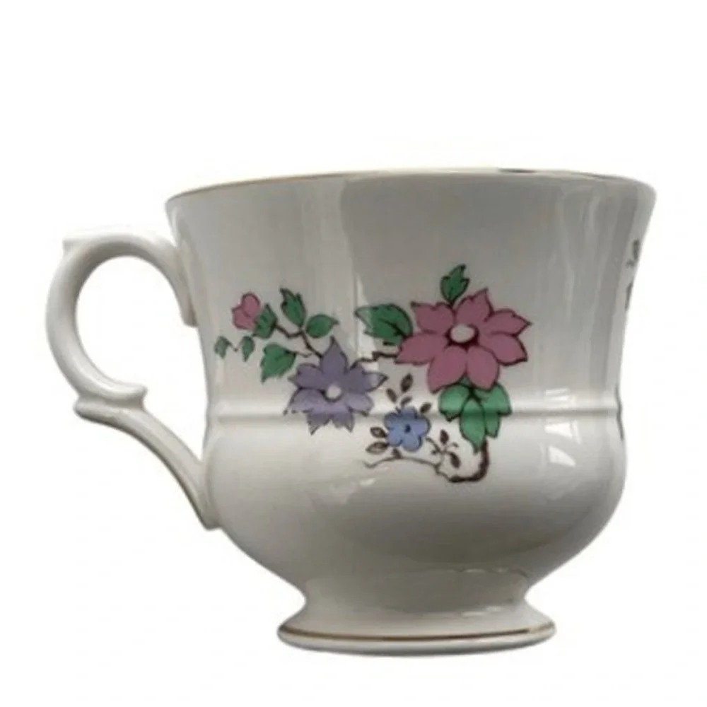 Staffordshire Cathay Fine Bone China Trio Set Cup Saucer Plate Peacock Floral